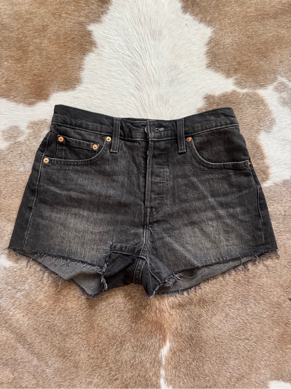 Levi's Black Washed Denim Cutoff Shorts